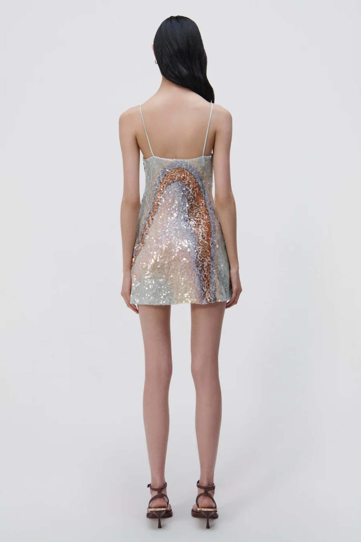 jonathan simkhai gunmetal glitter dress SIMKHAI Women's Felicity Draped Sequin Gown in Gold Multi, Size 2 main image 1
