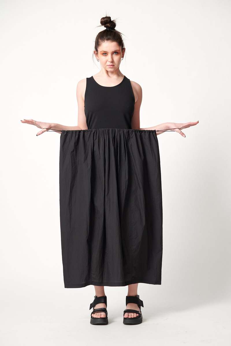 AMOMENTO SHEER JERSEY DRESS アモーメント AMOMENTO Sheer Jersey Dress - Black | Garmentory