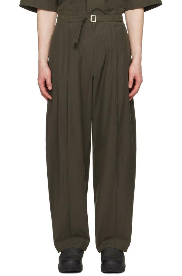 AMOMENTO Pleated Trousers - Khaki Brown | Garmentory