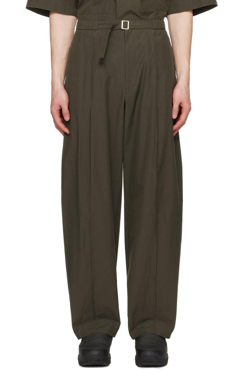 AMOMENTO Pleated Trousers - Khaki Brown | Garmentory