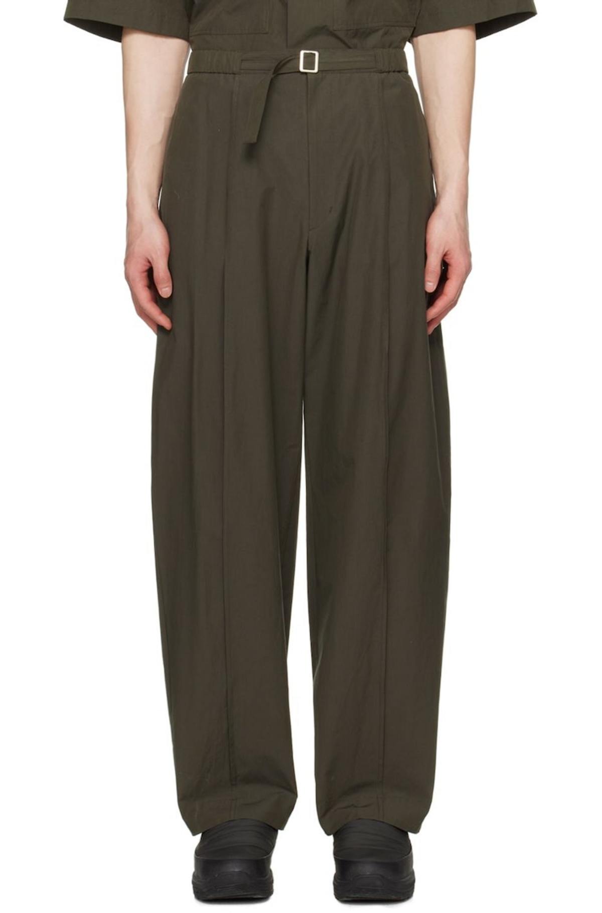 AMOMENTO Pleated Trousers - Khaki Brown | Garmentory