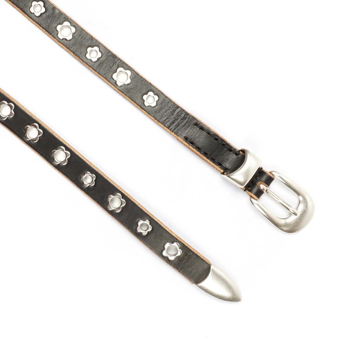 Our Legacy Leather 2cm Belt - Flowers On Black | Garmentory