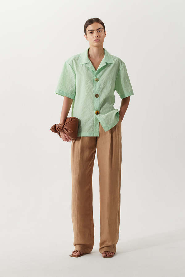 Rejina Pyo Marty Shirt - Apple Green Textured Viscose | Garmentory Rejina Pyo Marty Shirt - Apple Green Textured Viscose | Garmentory