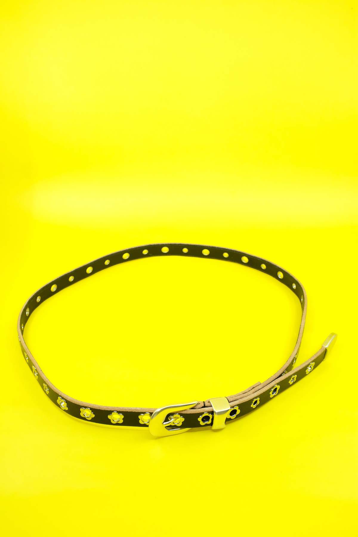 OUR LEGACY 2CM FLOWERS ON BLACK LEATHER 小物 OUR LEGACY BELT 2CM