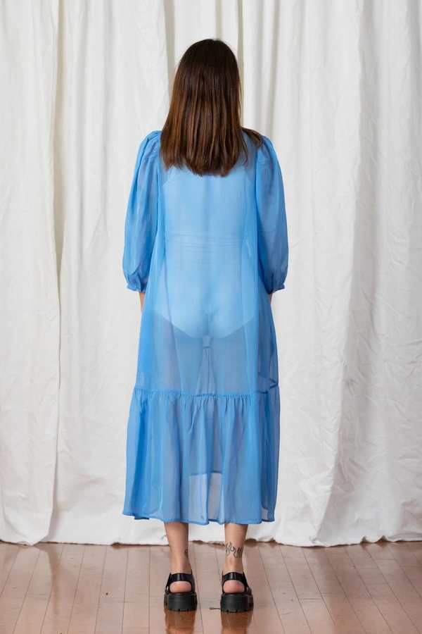 light blue bodycon maxi dress Sky Blue Ruched Tiered Sleeveless Maxi Dress