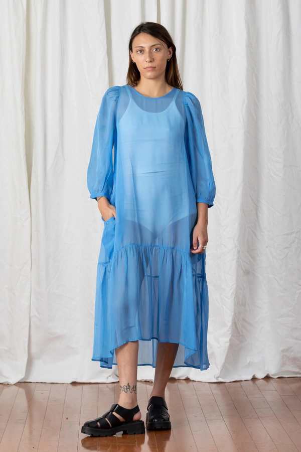 Ali Golden Peasant Dress - Sky Blue | Garmentory Ali Golden Peasant Dress - Sky Blue | Garmentory