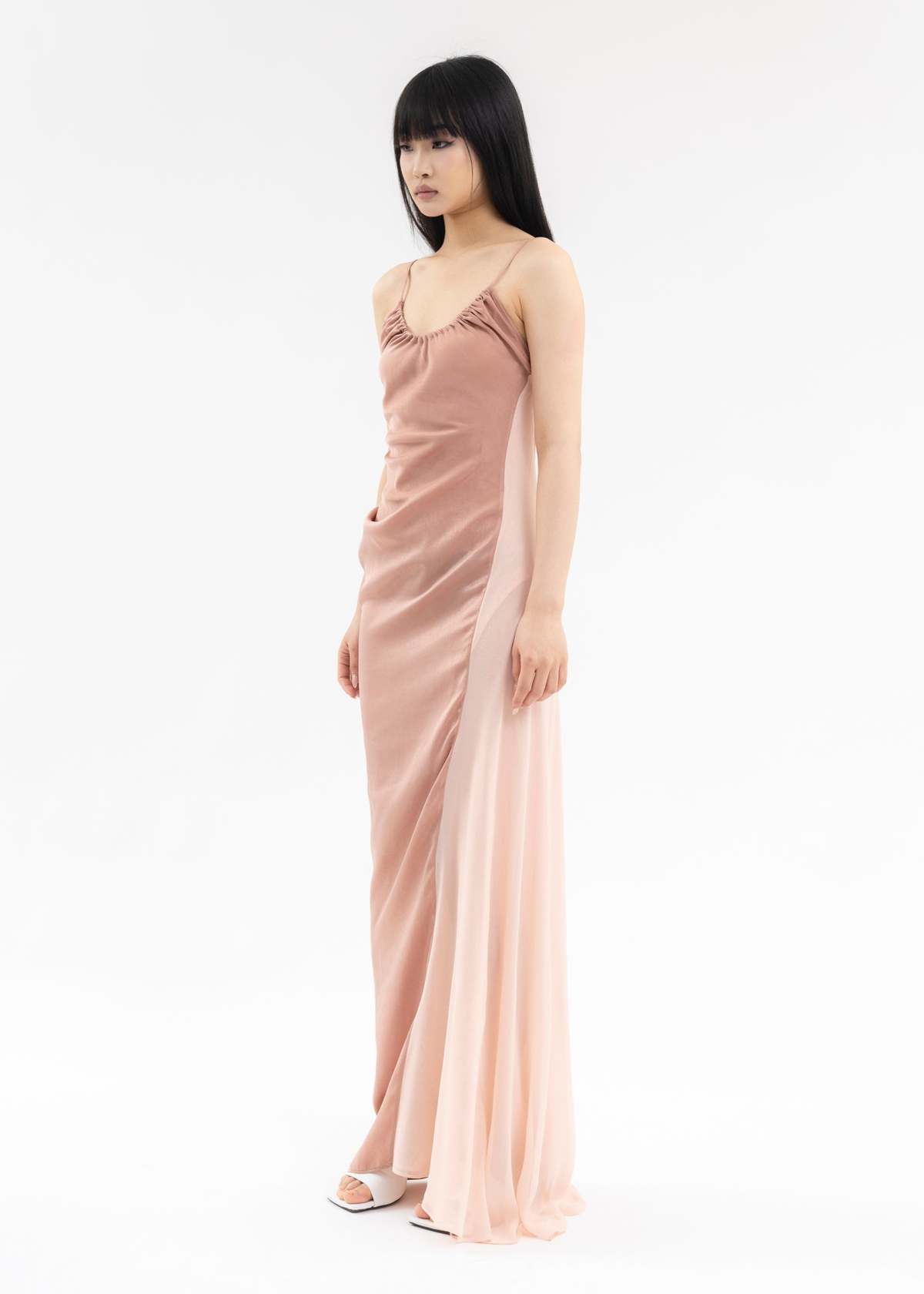 strapless open back dress Light Pink Bridesmaid Dress | Pink Chiffon Dress main image 1