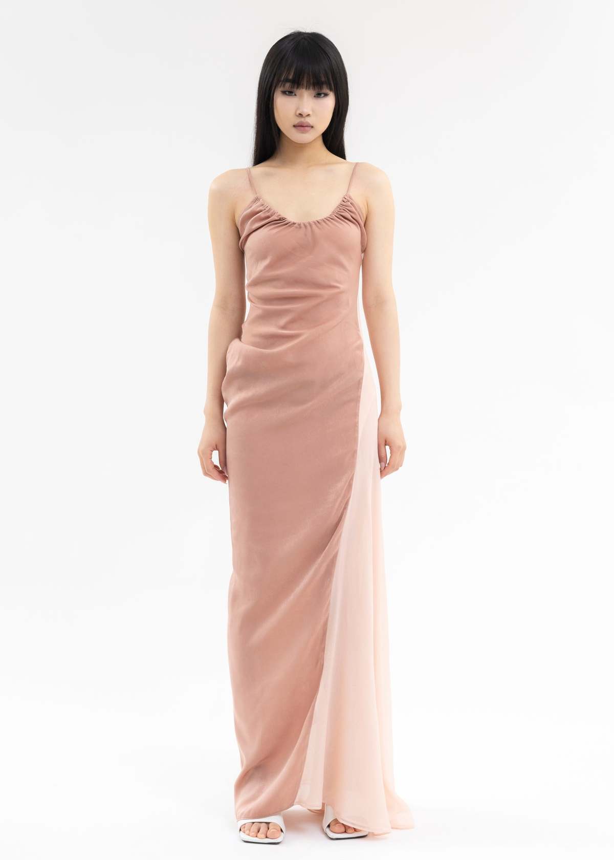Oude Waag Patchwork Chiffon Long Dress - Pink | Garmentory