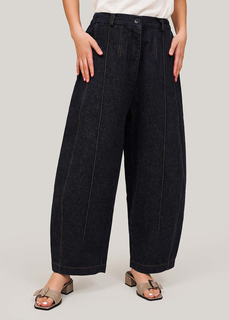 COLN] slay curved wide denim pants