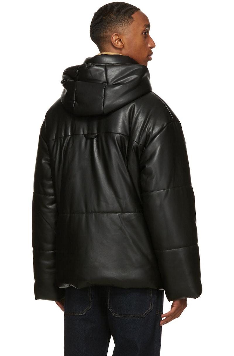 Nanushka Vegan Leather Puffer Hide Jacket Black Garmentory