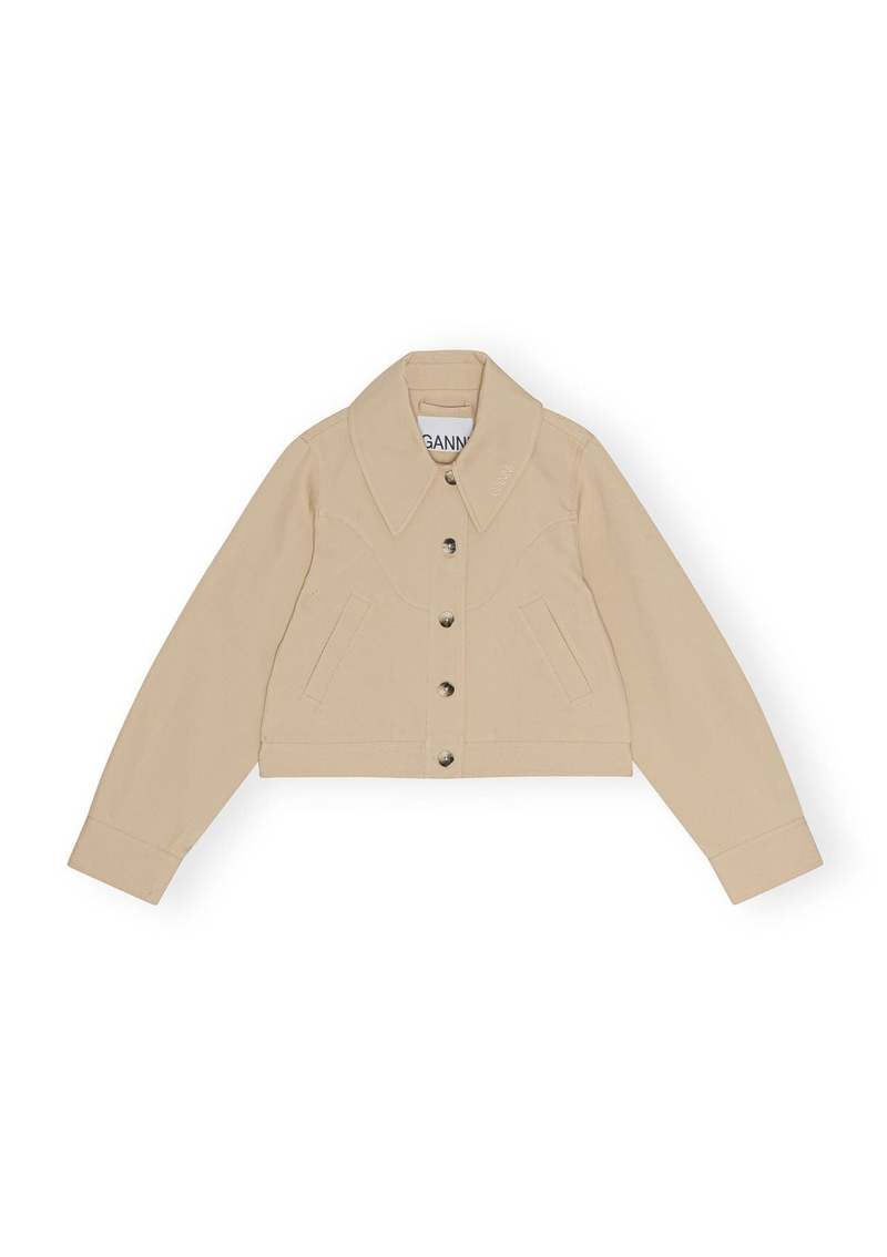 Ganni Heavy Twill Short Jacket - Pale Khaki | Garmentory