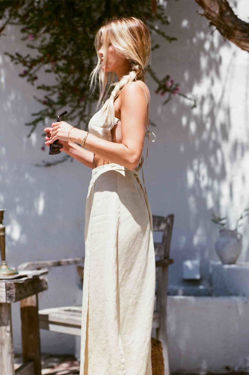 Merritt Charles Daisy Two Piece Linen Set - Sage Green
