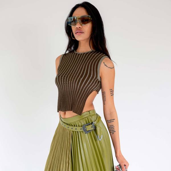 ECKHAUS LATTA Fluted Tank - Lichen | Garmentory
