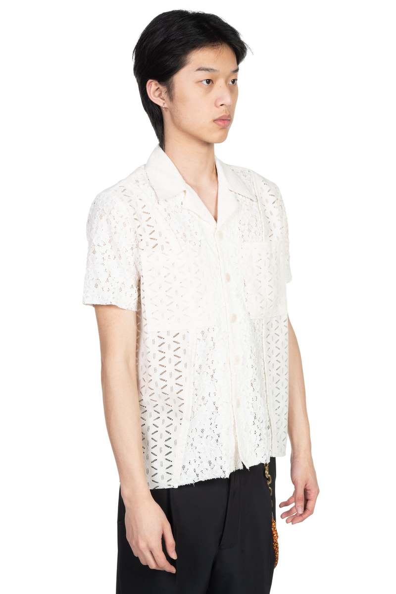 ANDERSSON BELL Half Sheer Flower Lace Shirt - Ecru | Garmentory