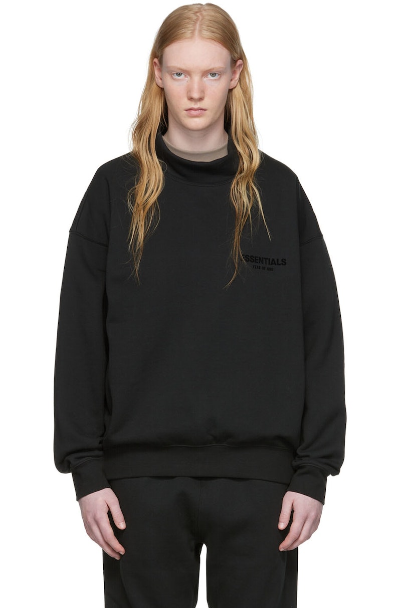 essentials black mock neck sweatshirt