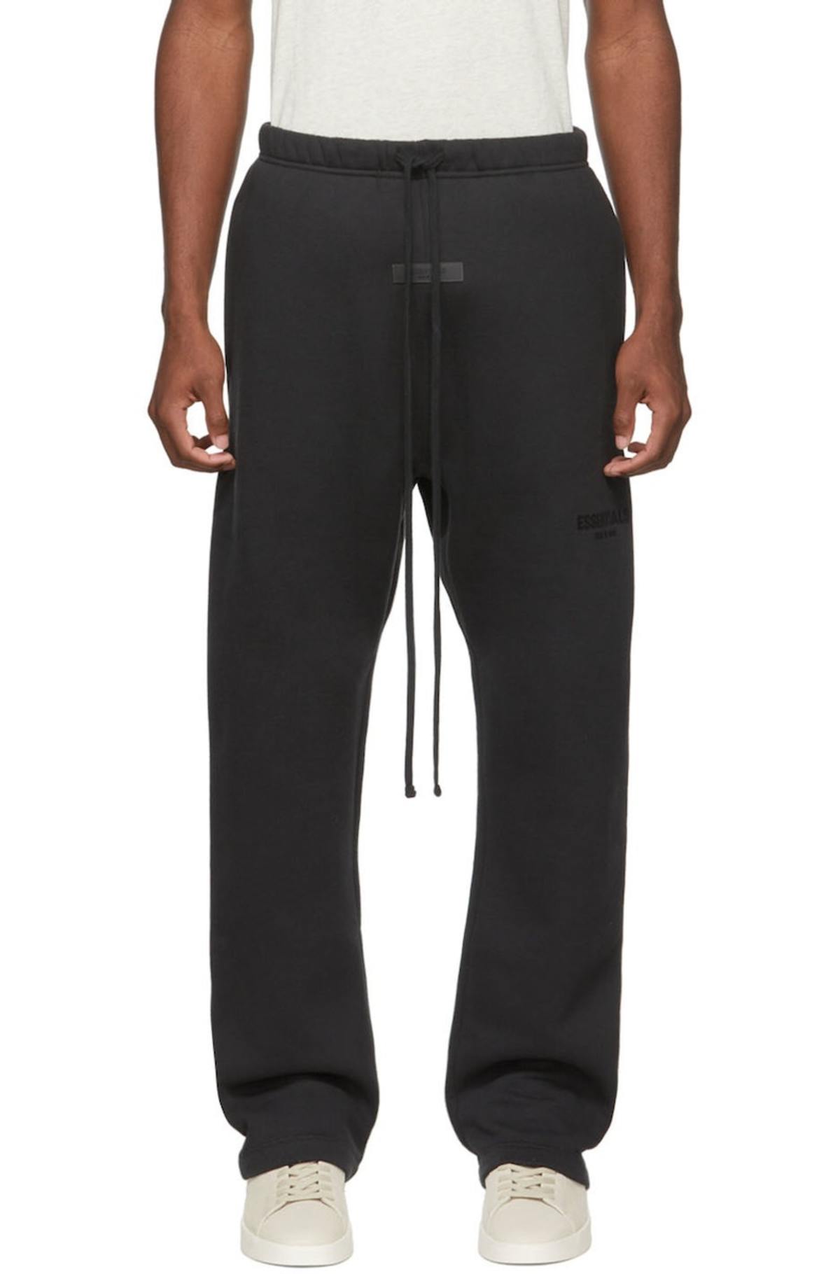 Fear of God Essentials Jet Black Relaxed Trousers | PacSun