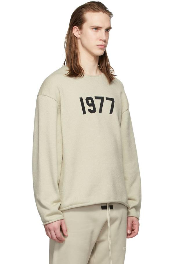 Essentials Raw Edge '1977' Sweater - WHEAT | Garmentory