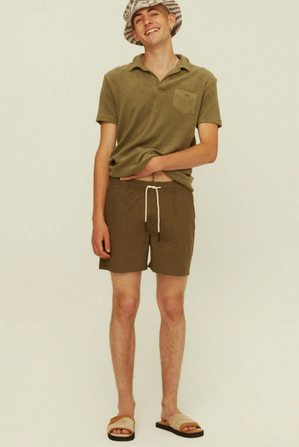 OAS LINEN SHORTS - ARMY - Image 1 of 3