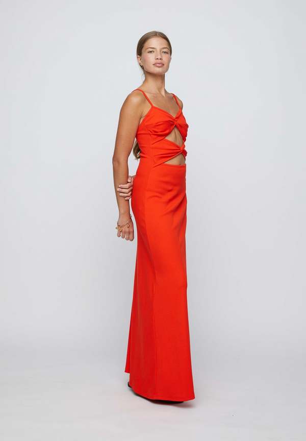 anna quan orange dress Anna Quan Satin Cut-out Maxi Dress In Kumquat