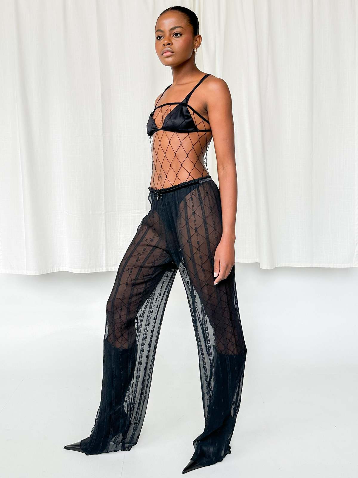 Emporio Armani Sheer Silk Pants - Black | Garmentory