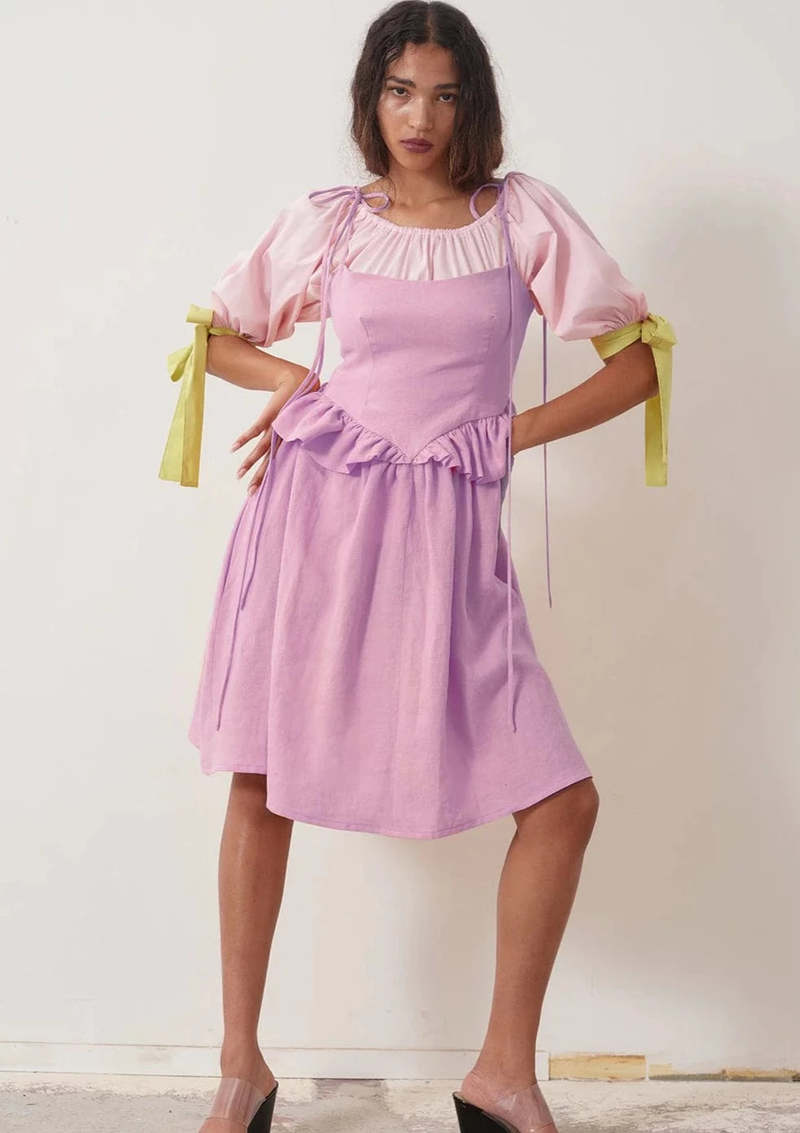 Eliza Faulkner Tessa Linen Dress - Lilac | Garmentory