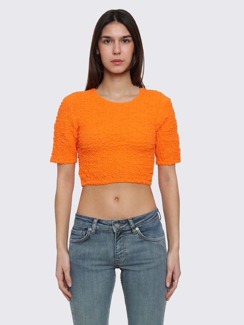 GANNI✨COTTON POPLIN CROPPED SMOCK TOP 36 GANNI TOP COTTON POPLIN O-NECK CROPPED SMOCK
