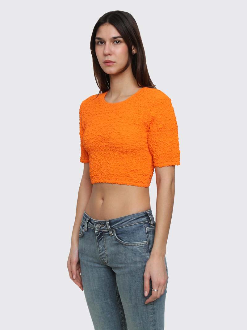 GANNI✨COTTON POPLIN CROPPED SMOCK TOP 36 Ganni Cotton Poplin O-Neck Cropped Smock Top - Vibrant