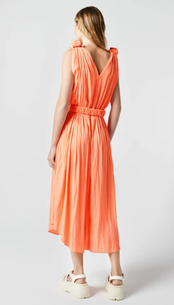 open lace back dress Long Sheath Green One Shoulder Pleated Prom Dress with Split main image 1