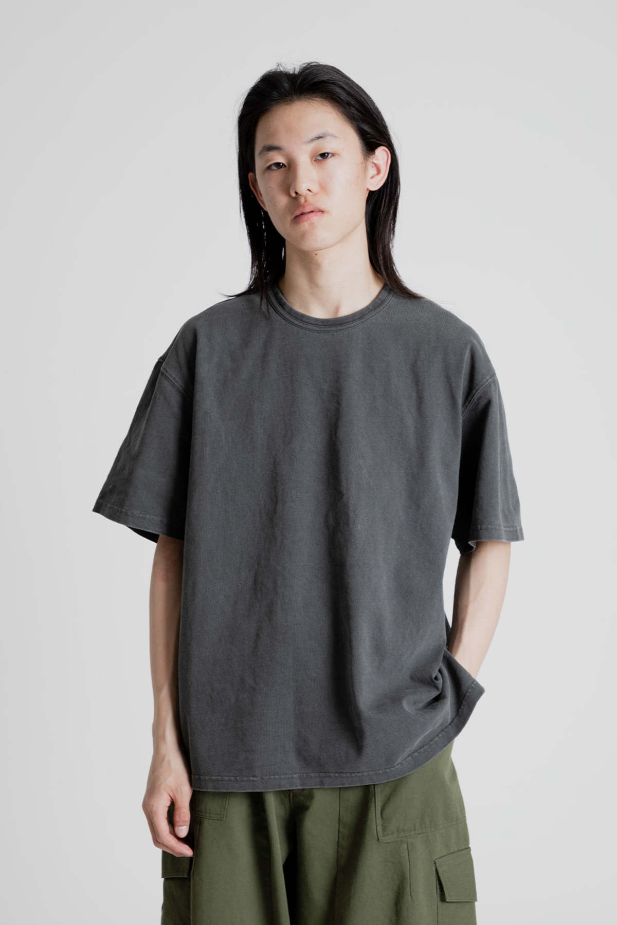 FRIZMWORKS OG Pigment Dyeing Half Tee - Charcoal | Garmentory