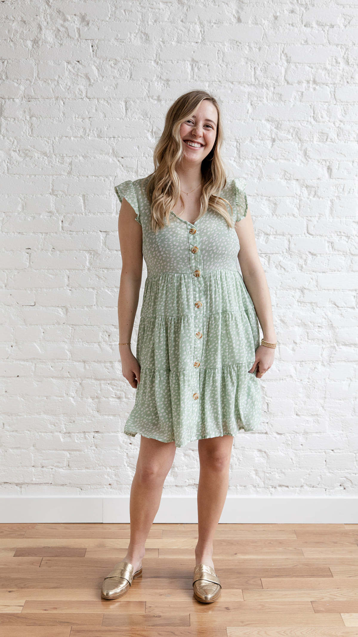 Blu Pepper Speckled Mini Dress - Sage | Garmentory