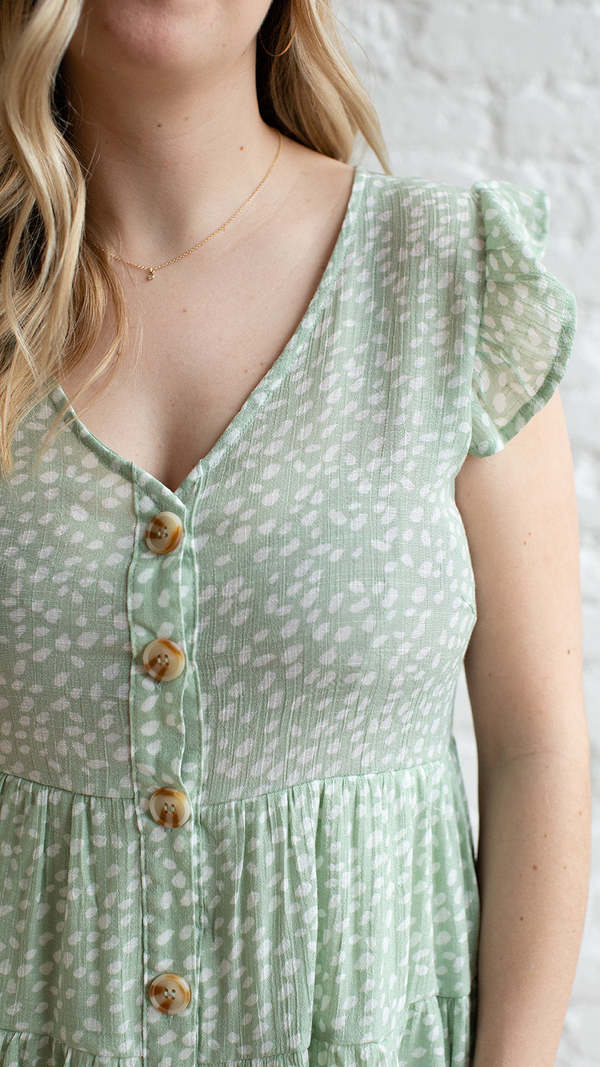 Blu Pepper Speckled Mini Dress - Sage | Garmentory
