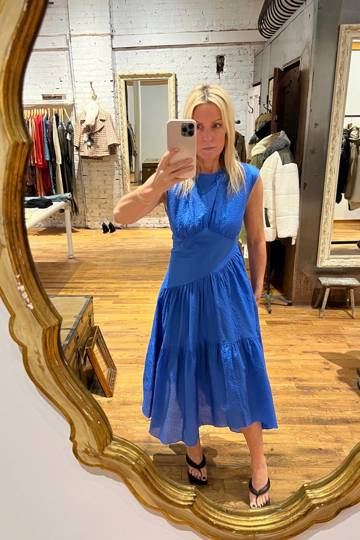 white christmas dresses The Summer Rodeo Denim Mini Dress Small / Light Wash main image 1