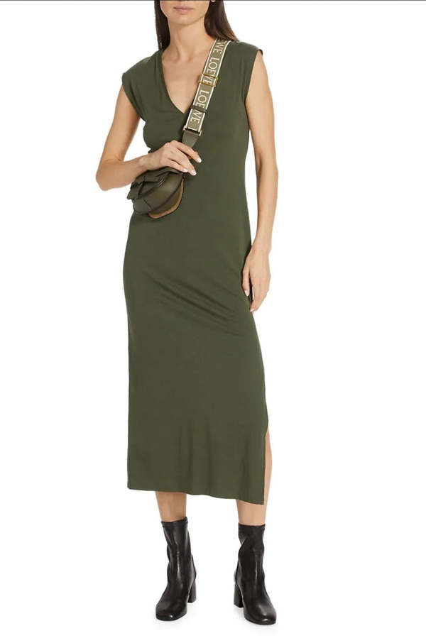 FRAME Denim Le Muscle V Dress - Fatigue | Garmentory