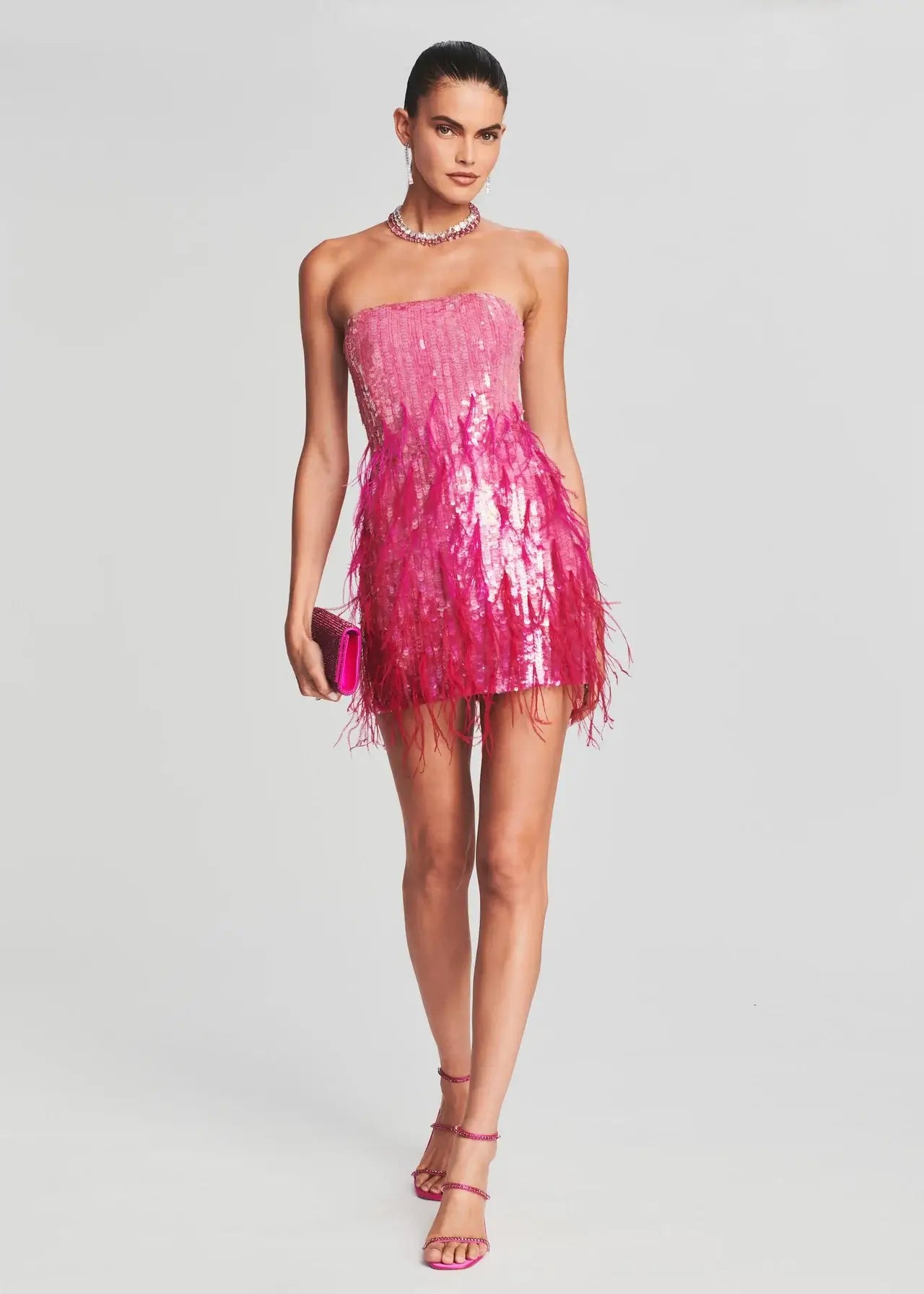 Retrofete Anastasia dress - Fuschia Feather | Garmentory Retrofete Anastasia dress - Fuschia Feather | Garmentory