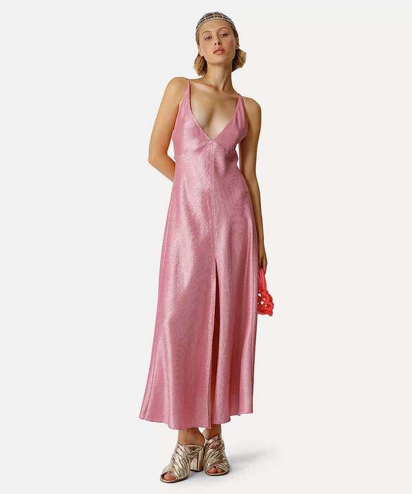 plisse metallic dress DRAPED SILK-BLEND PLISSÉ-LAMÉ GOWN IN GOLD | CULT MIA