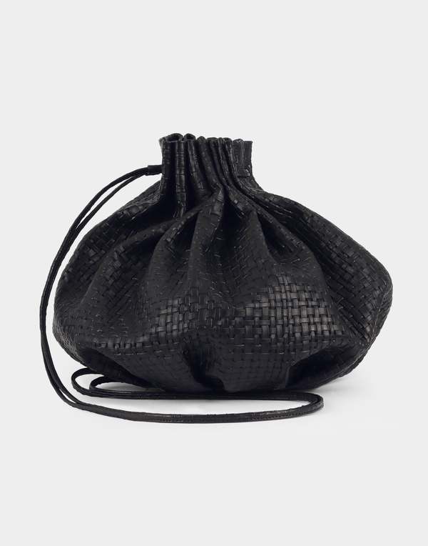 Modern Weaving Pleated Balloon Crossbody Bag in Black main image 1