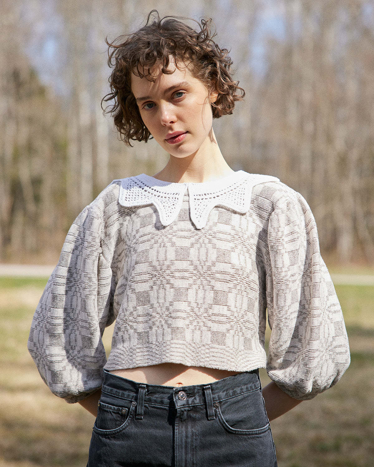 The Knotty Ones Minti Linen and Merino Wool Crop Top - Soft Beige ...