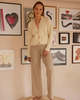 The Knotty Ones Rib Lounge Merino Wool Pants - Beige - Thumbnail 1