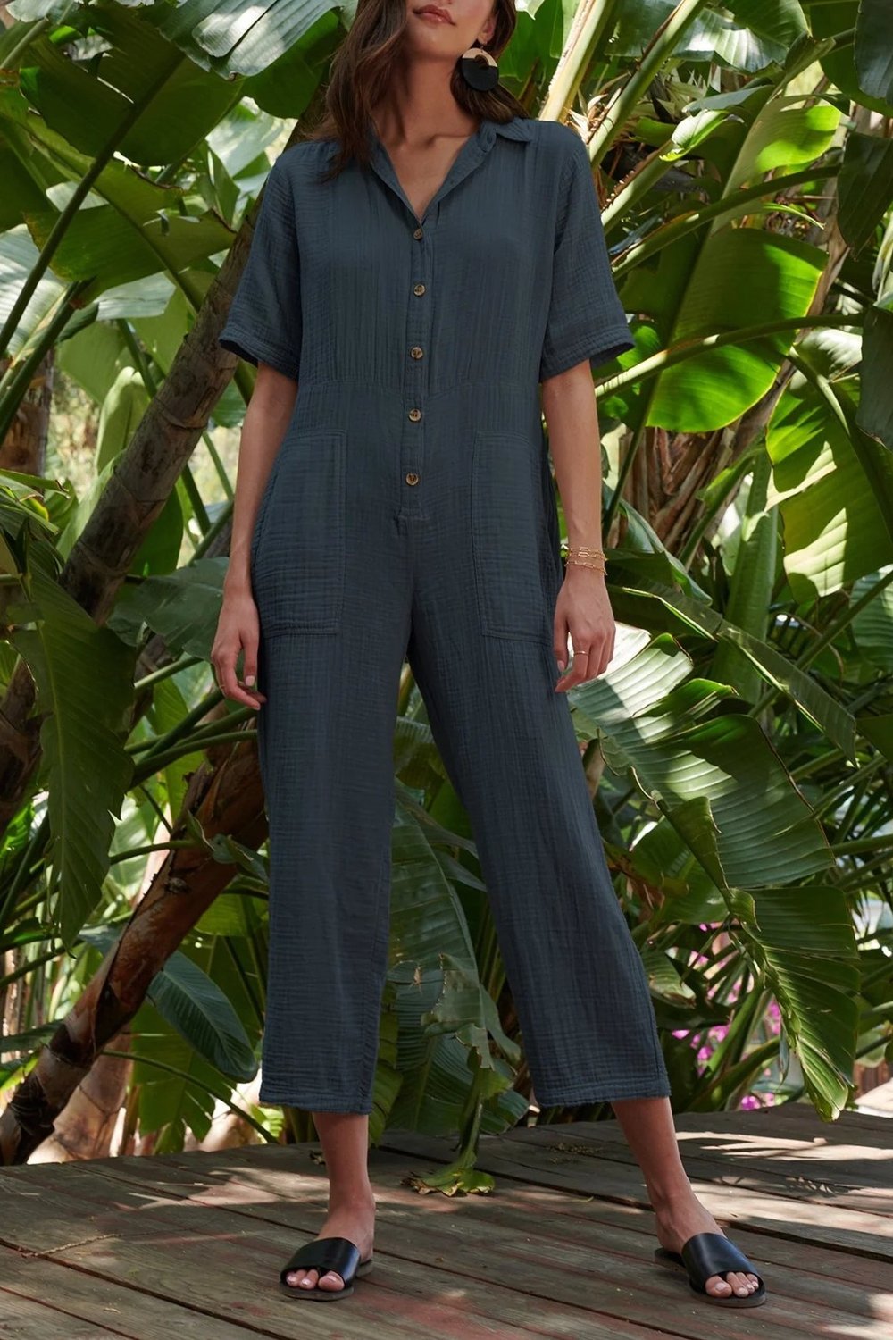 CLEMENTINES Velvet Elia Cotton Gauze Jumpsuit Garmentory