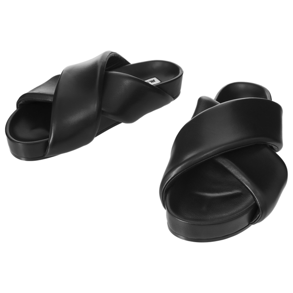 Jil Sander Cross-strap leather sandals - Black | Garmentory