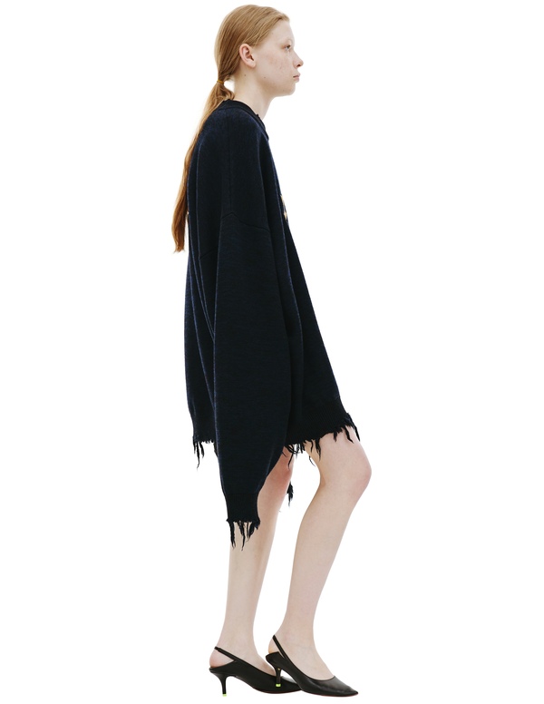 VETEMENTS ヴェトモン JESUS ネイビーセーター L Vetements Jesus Loves Me wool sweater - Navy blue | Garmentory