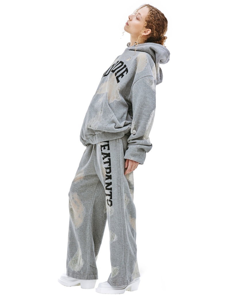 Doublet Ripped Off Knit Hoodie - Gray | Garmentory