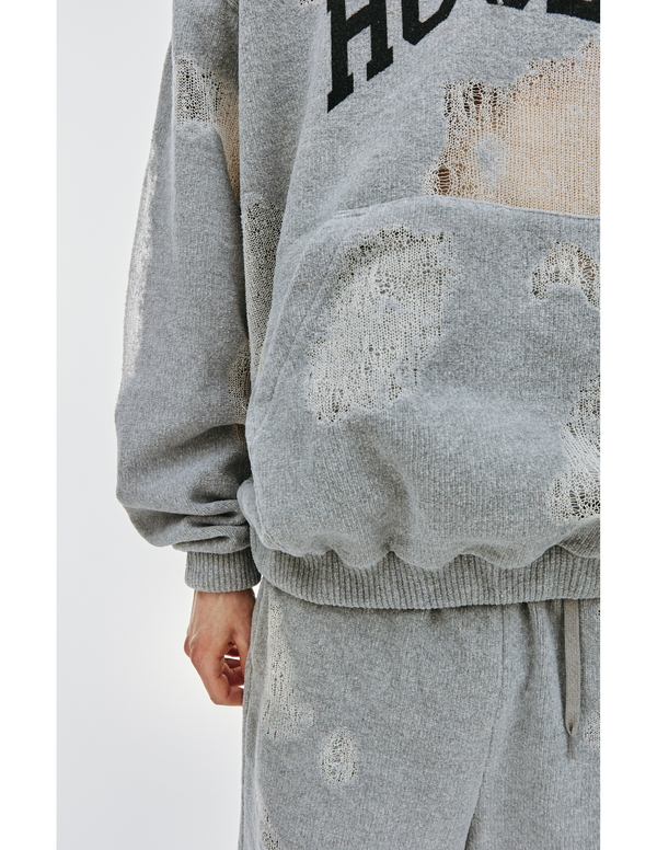 Doublet Ripped Off Knit Hoodie - Gray | Garmentory