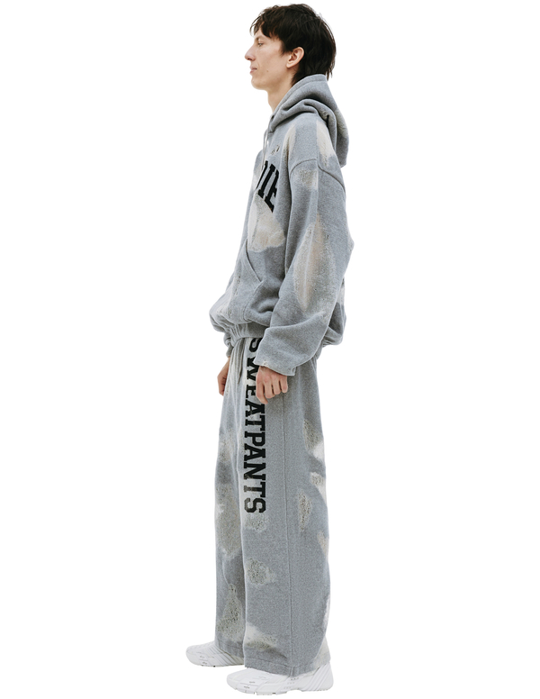 トップス doublet RIPPED OFF KNIT HOODIE Doublet Ripped Off Knit Hoodie - Gray | Garmentory