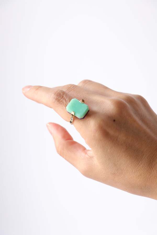 Aliita Sandwich Deco Ring - Chrysoprase/Lapis Lazuli | Garmentory
