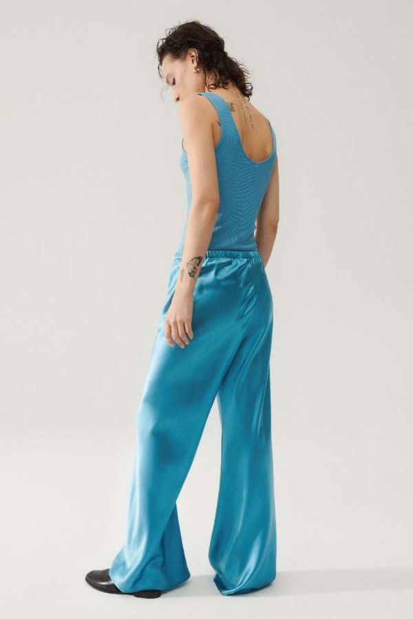 Silk Laundry / silklaundry.com BIAS CUT PANTS - LAKE
