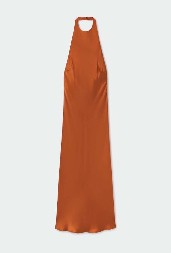 Silk Laundry / silklaundry.com HALTER DRESS - UMBER
