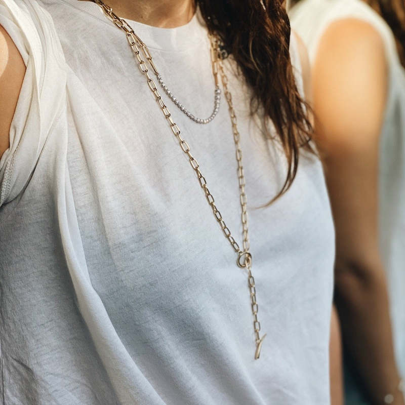 Gabriela Artigas Baby Rectangular Chain Necklace with Tusk Gabriela Artigas Baby Rectangular Chain Necklace with Tusk