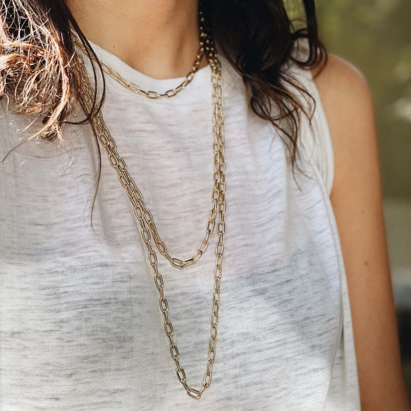 Gabriela Artigas Baby Rectangular Chain Necklace with Tusk Gabriela Artigas Baby Rectangular Chain Necklace with Tusk