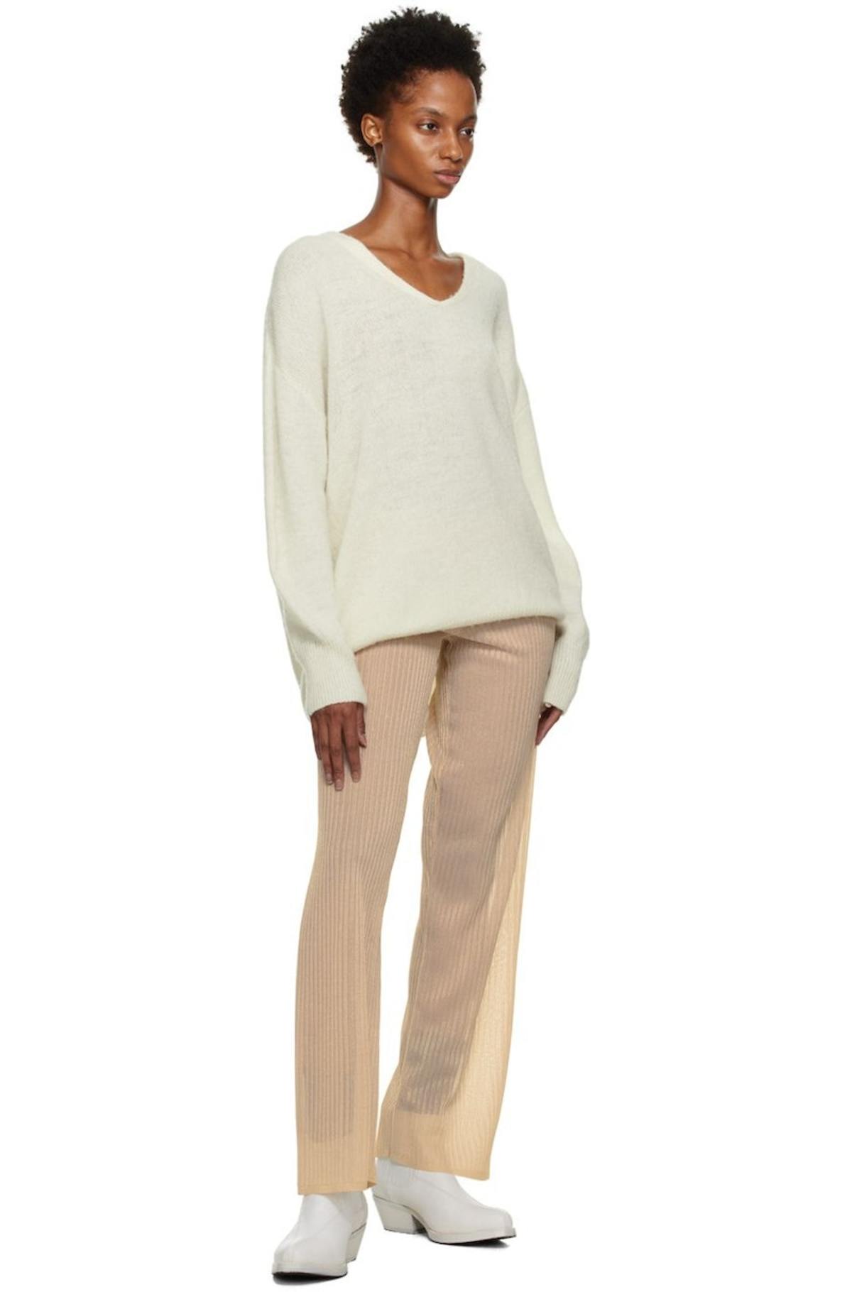 Our Legacy Off-White Big V-Neck Sweater | Garmentory